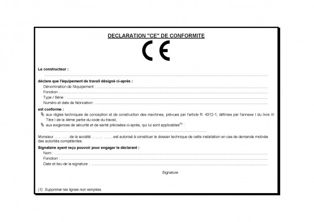 Déclaration CE de conformité